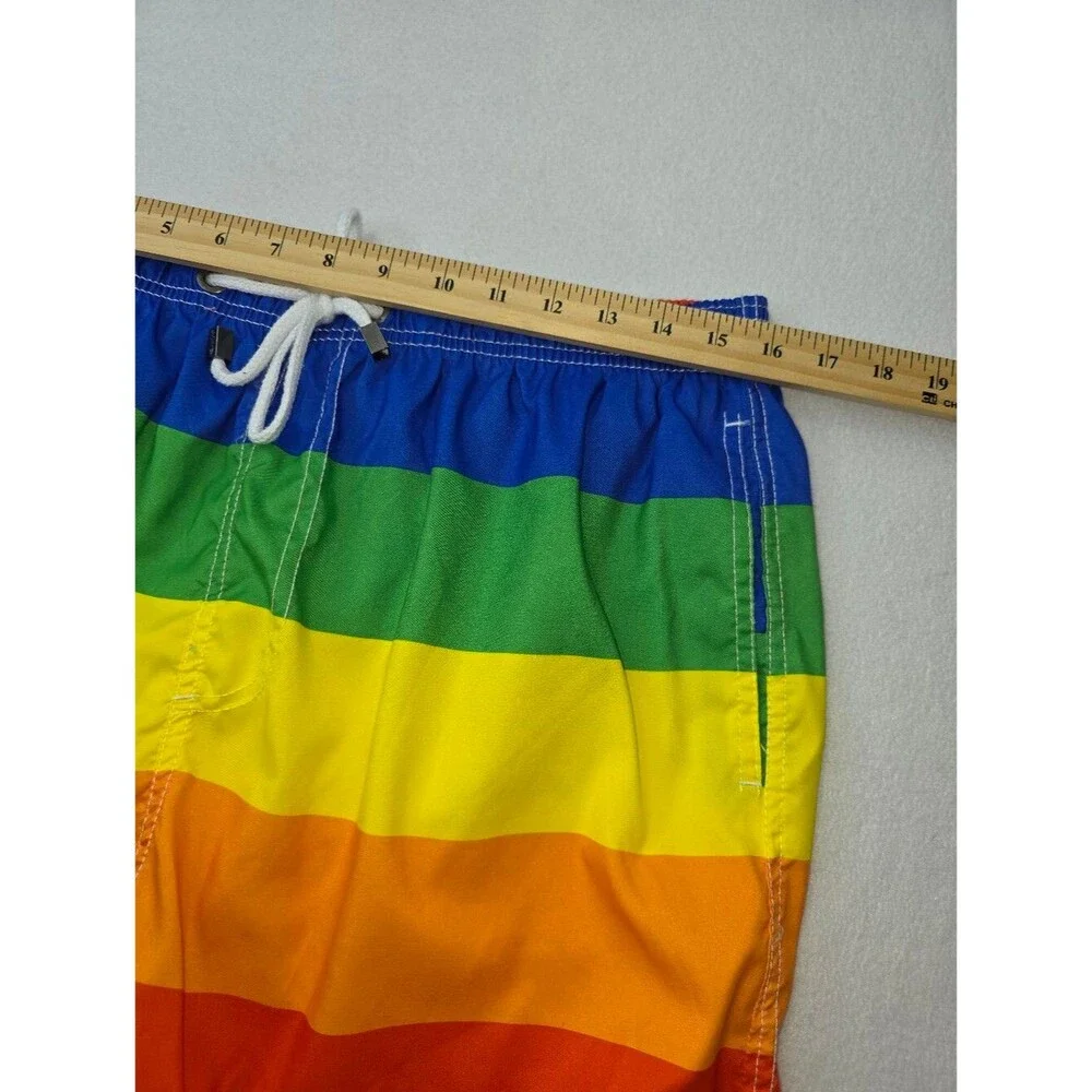 Exist Swim Men's Rainbow Striped Swim Trunks Size XL Pride Gay NWOT B-3872